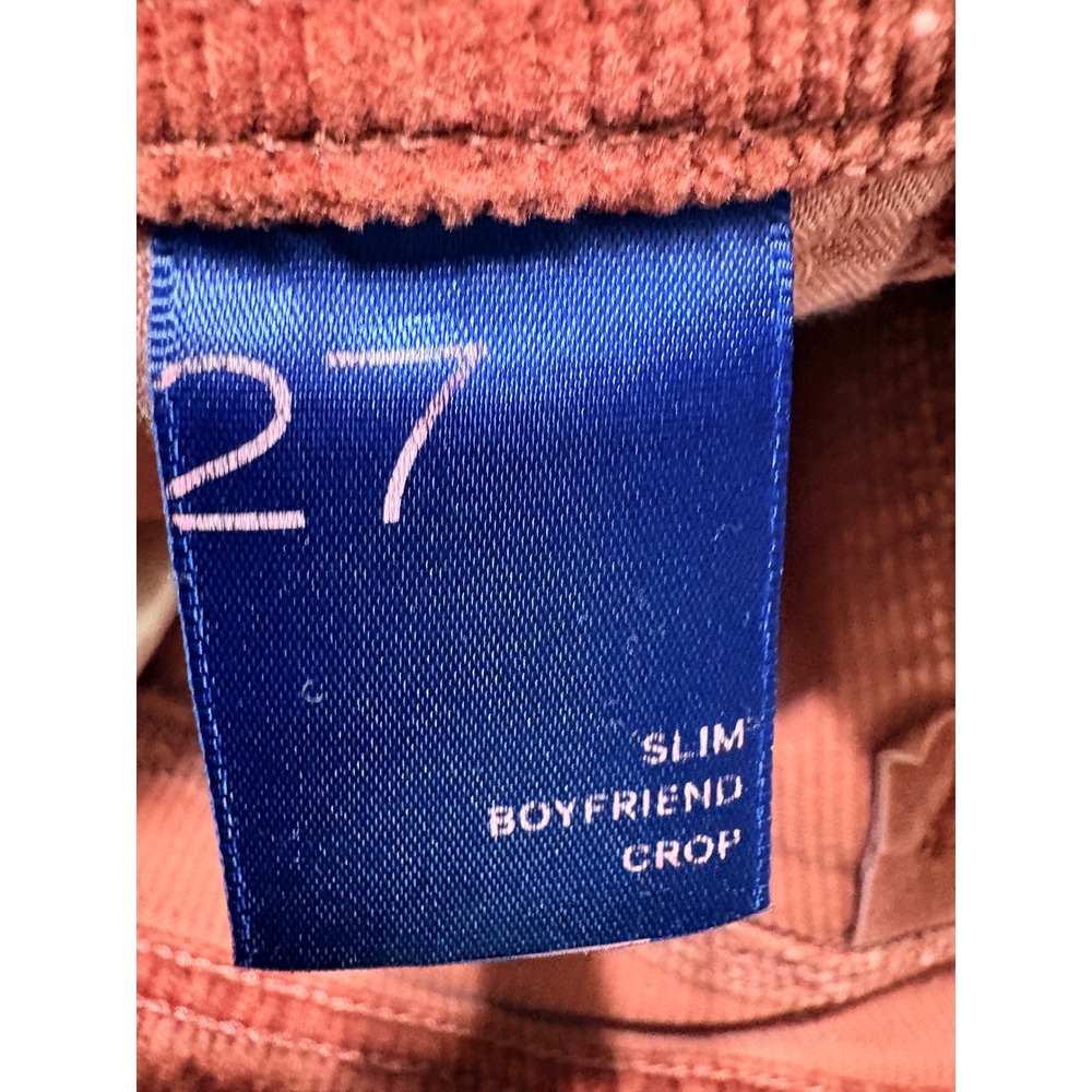 Pilcro Burgundy Rose Corduroy Slim Boyfriend Crop Mid Rise Stretchy 27 - Picture 15 of 15